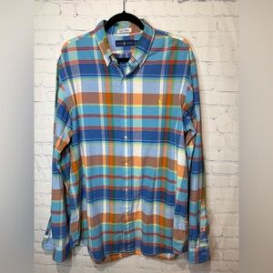Authentic Indian Madras Ralph Lauren size XL blue plaid button down